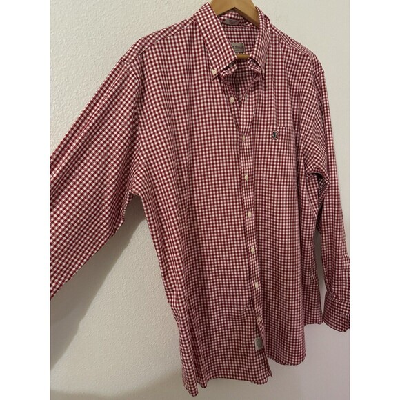 Peter Millar Shirt Mens XL Gingham Check Button Up Red Holiday Stanford EUC - Picture 3 of 8